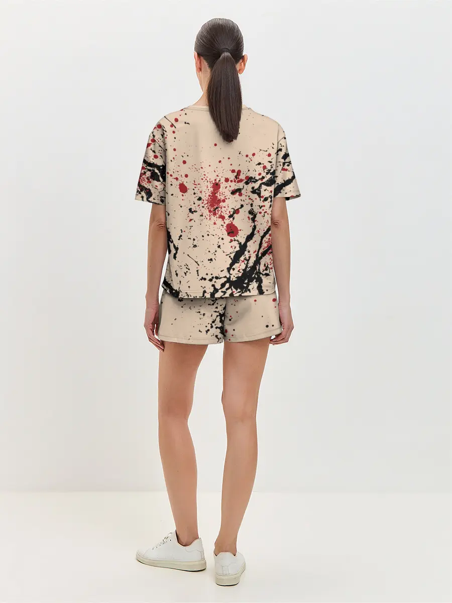 Женская пижама с шортами / Череп Хипстер Брызги Краски