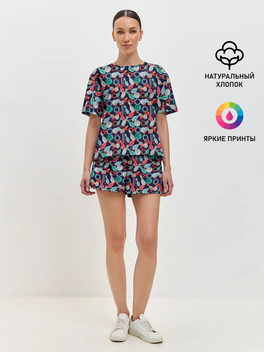 Женская пижама с шортами / Боулинг