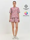 Женская пижама с шортами / Нежно коралловые розы