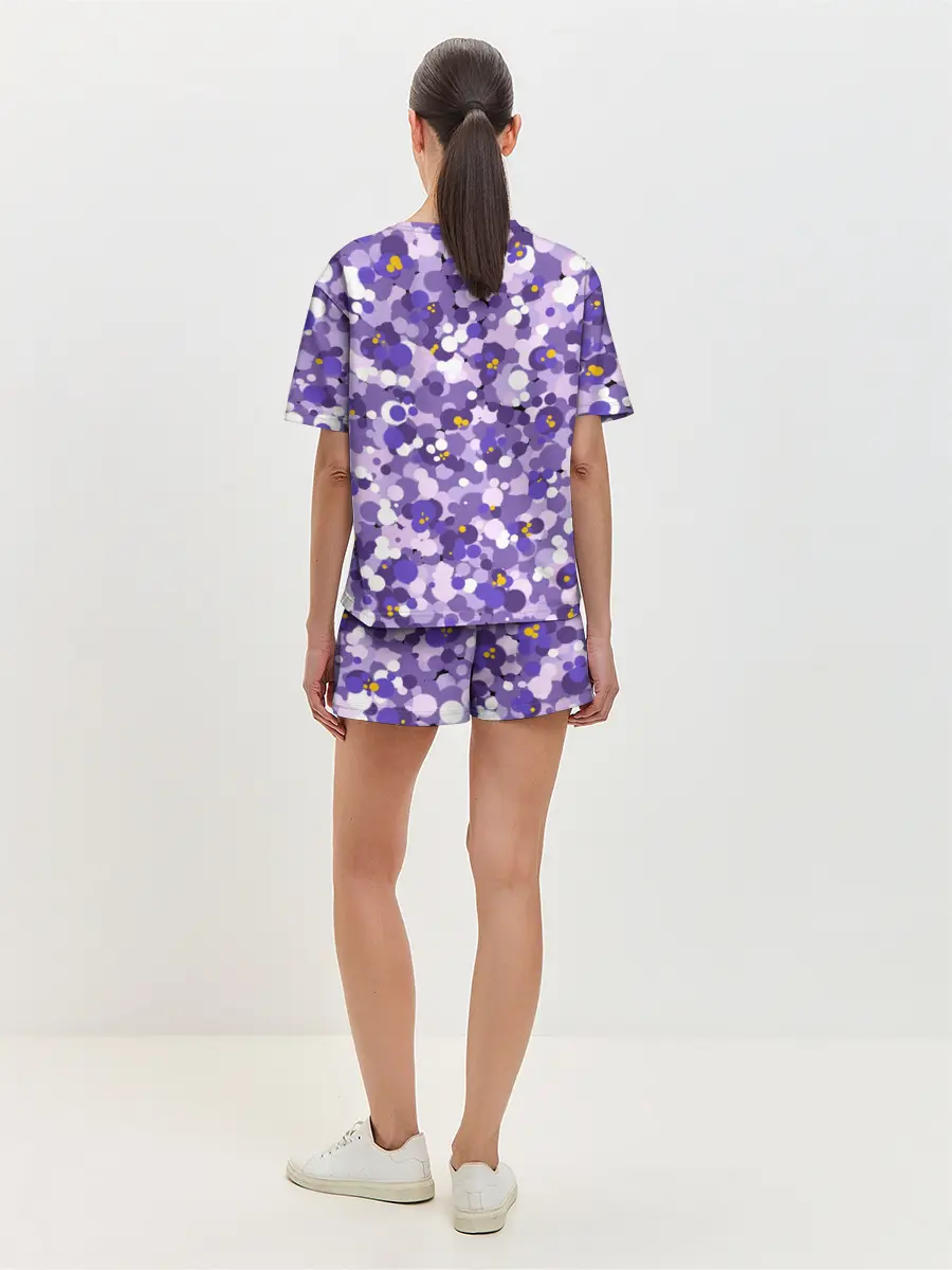 Женская пижама с шортами / Анютины глазки узор