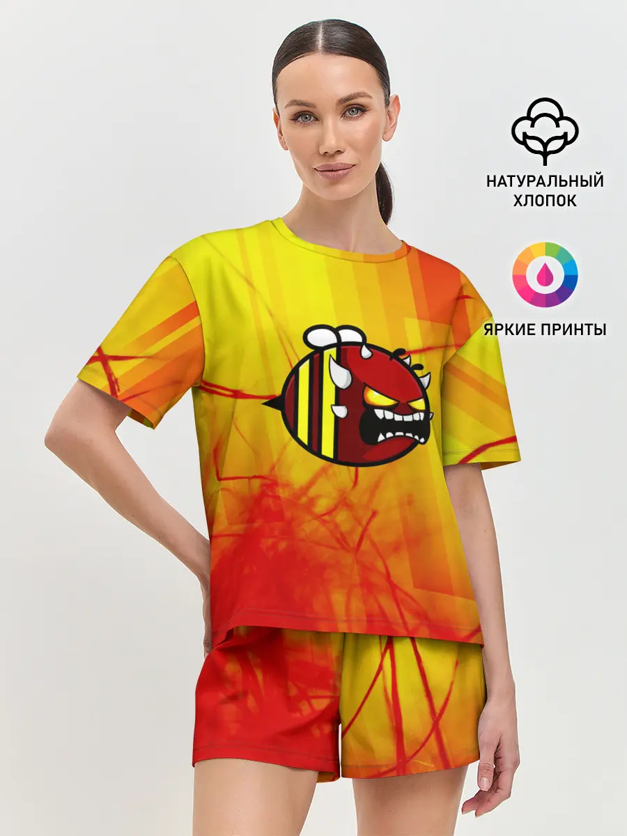 Женская пижама с шортами / Geometry Dash | Red Demon