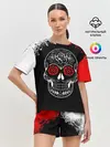 Женская пижама с шортами / Red White Skull - Череп