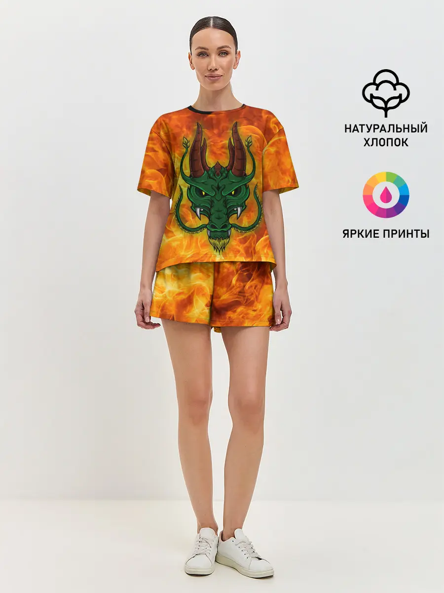 Женская пижама с шортами / Японский дракон | Japanese Dragon