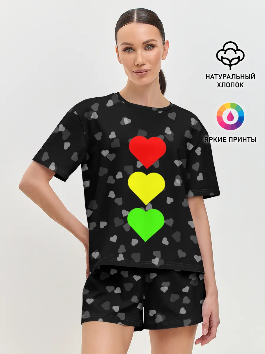 Женская пижама с шортами / СВЕТОФОР ИЗ СЕРДЕЦ