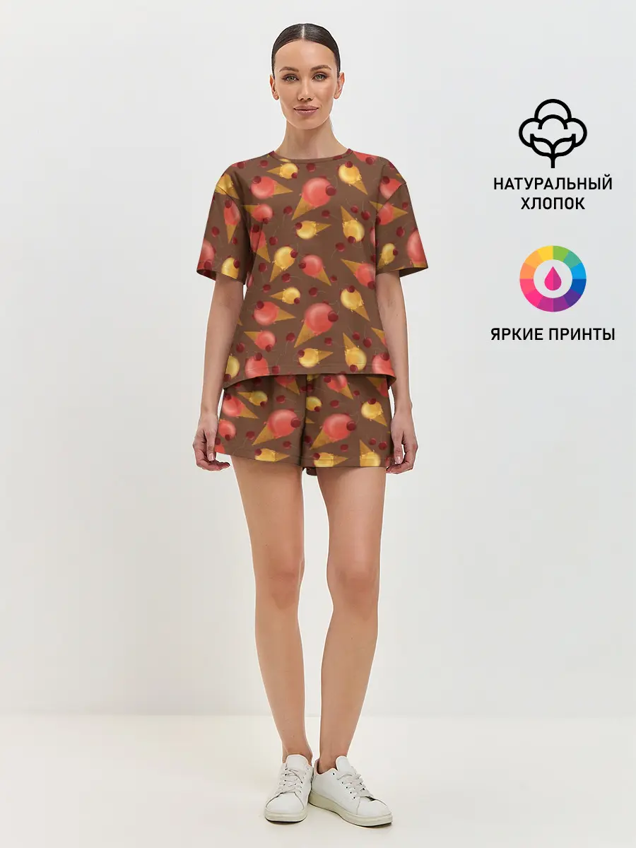 Женская пижама с шортами / Сладкое мороженое