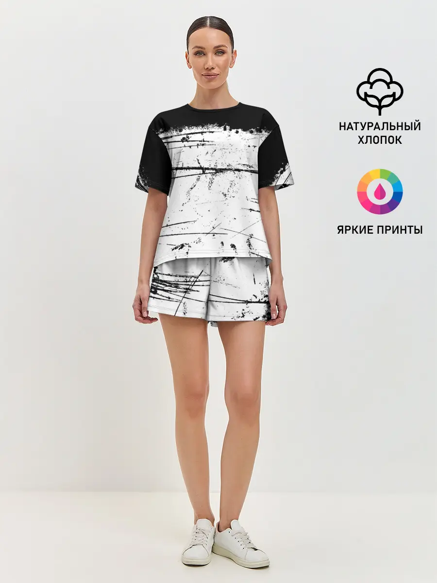 Женская пижама с шортами / ИСПАЧКАННЫЙ КРАСКОЙ