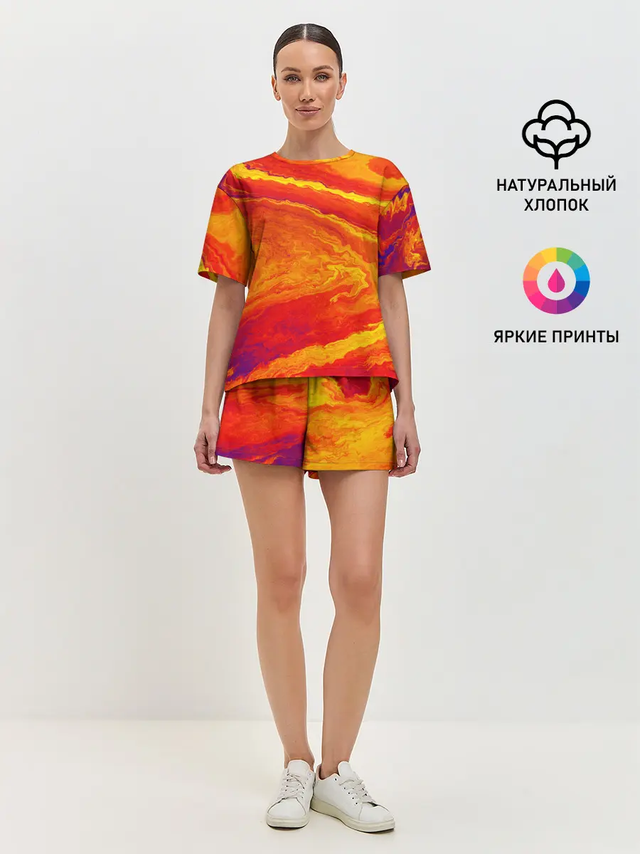 Женская пижама с шортами / ПЯТНО ЮПИТЕРА | ОРАНЖЕВЫЙ ГРАНЖ