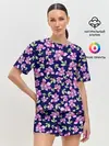 Женская пижама с шортами / Акварельные цветы Магнолии