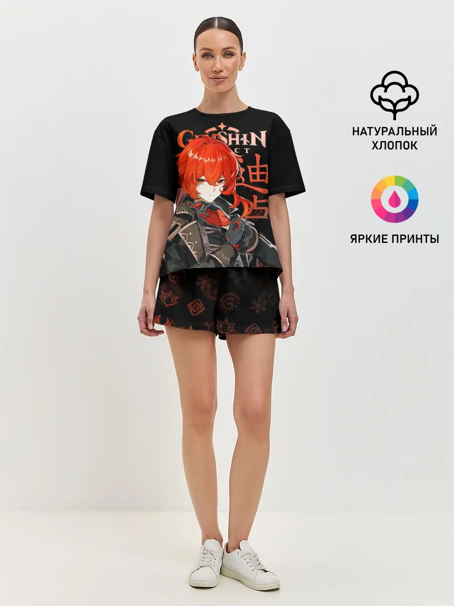 Женская пижама с шортами / Дилюк, Genshin Impact