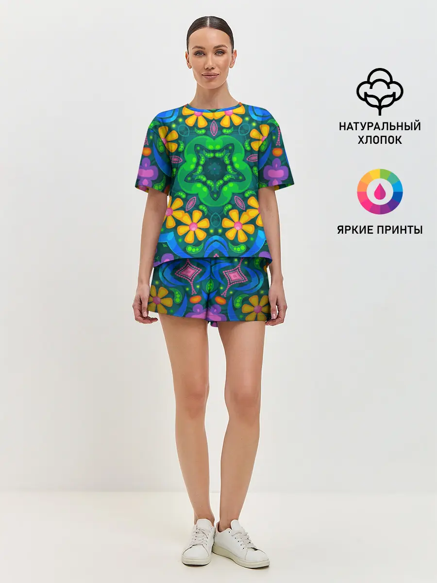 Женская пижама с шортами / Цветы и узоры - Калейдоскоп