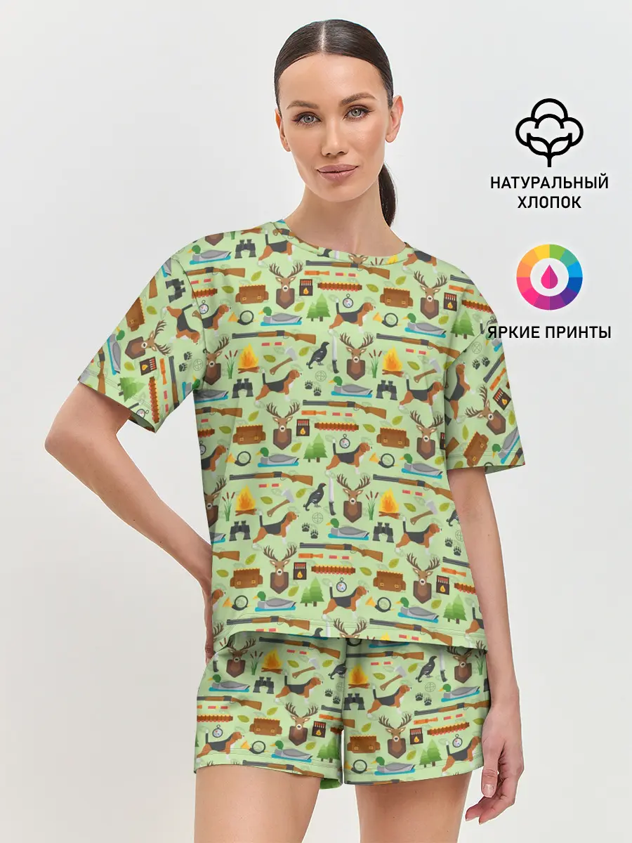 Женская пижама с шортами / Охота