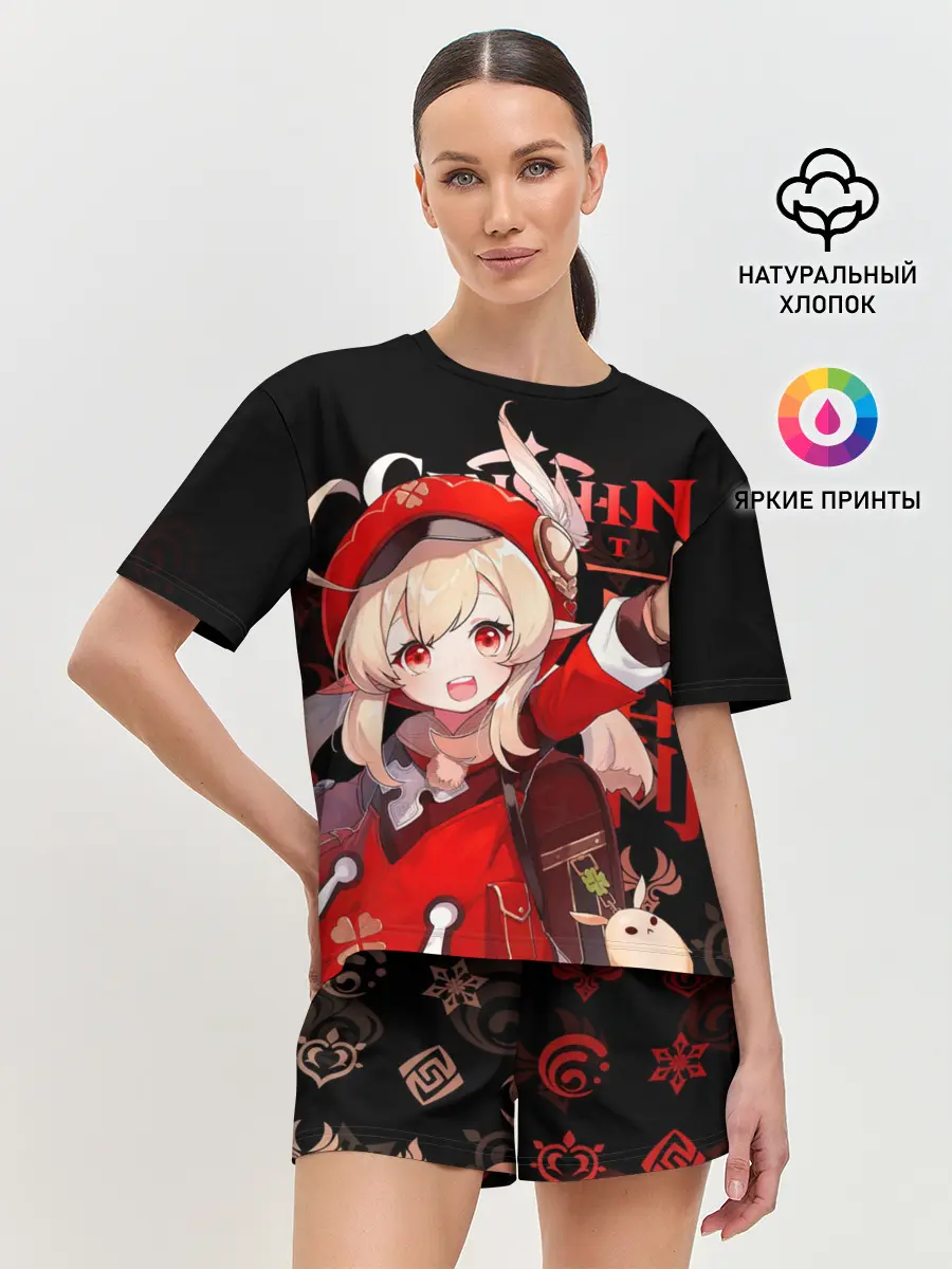 Женская пижама с шортами / Кли, Genshin Impact