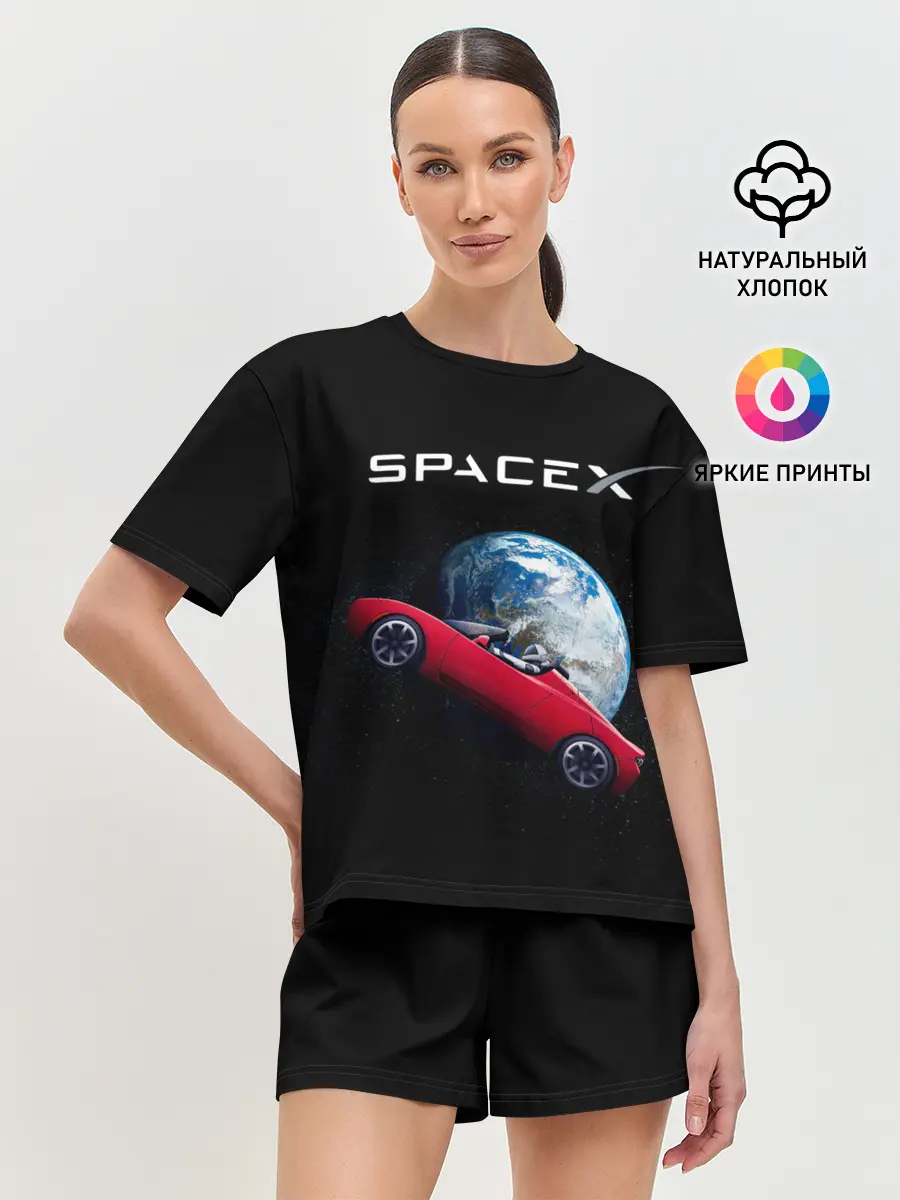 Женская пижама с шортами / Space X Zero gravity car