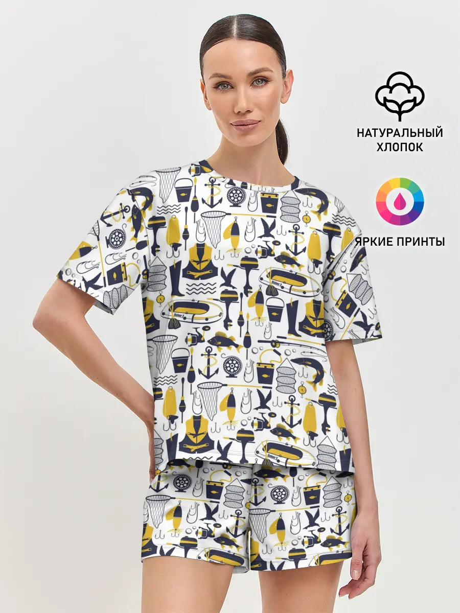 Женская пижама с шортами / Рыбалка