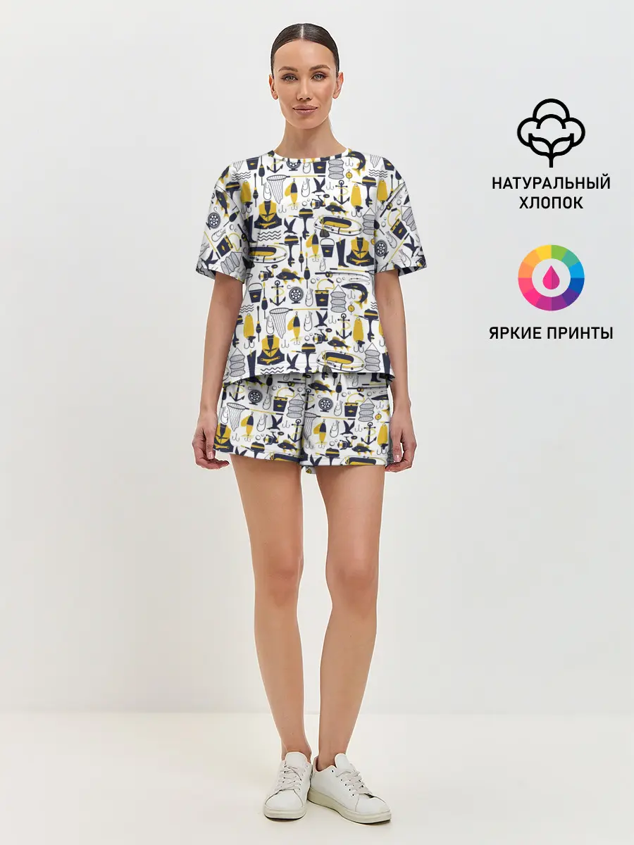 Женская пижама с шортами / Рыбалка