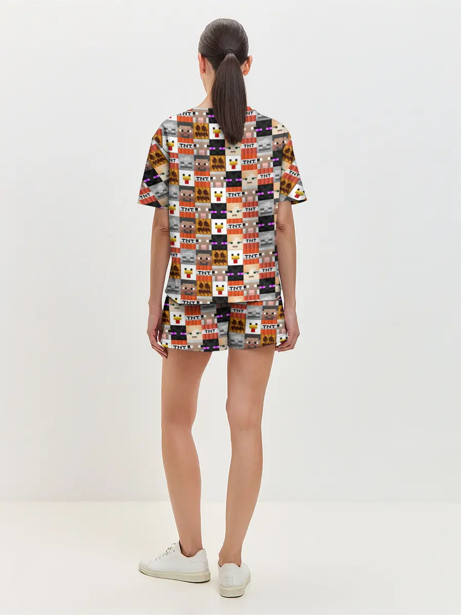 Женская пижама с шортами / MINECRAFT КУБИКИ ПЕРСОНАЖИ