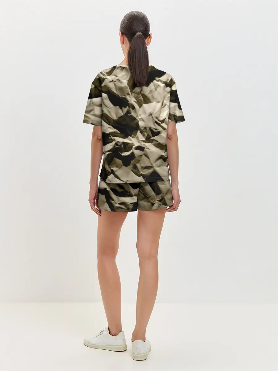 Женская пижама с шортами / Мягкая мятая бумага