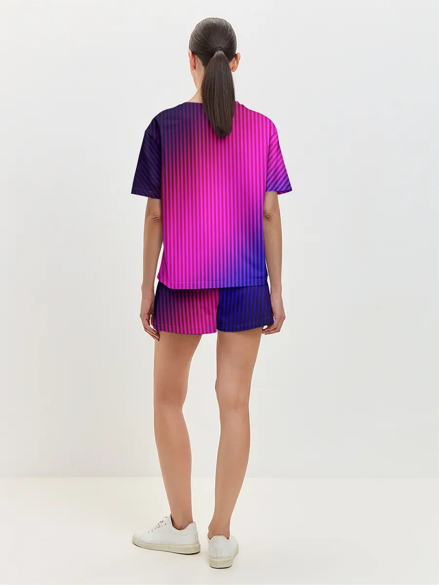 Женская пижама с шортами / Фиолетово-малиновый градиент