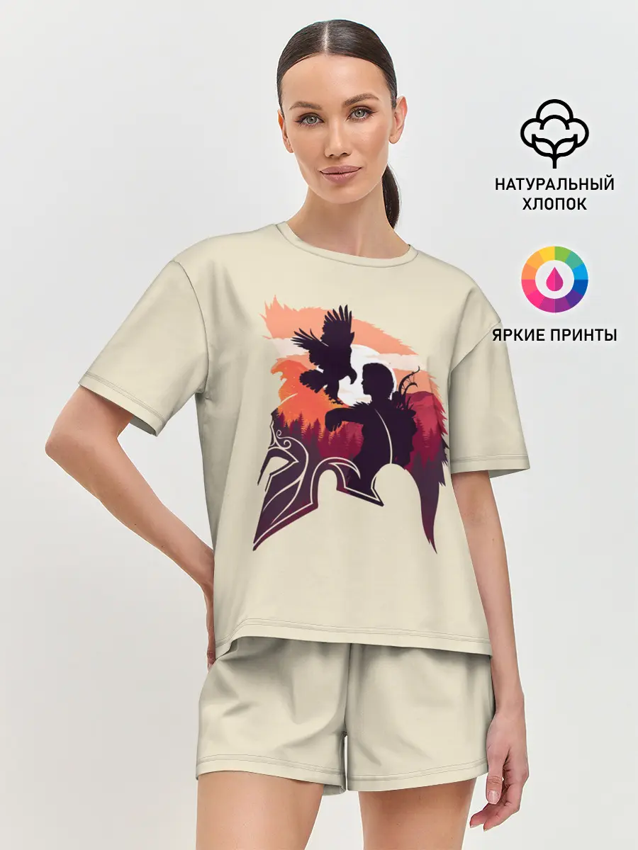 Женская пижама с шортами / Кассандра с ястребом