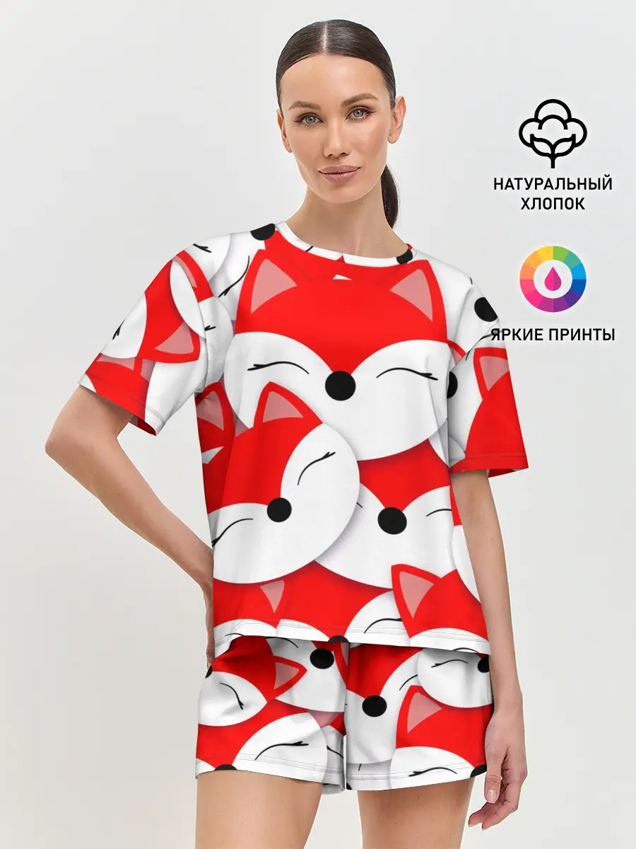 Женская пижама с шортами / Лисёнок принт