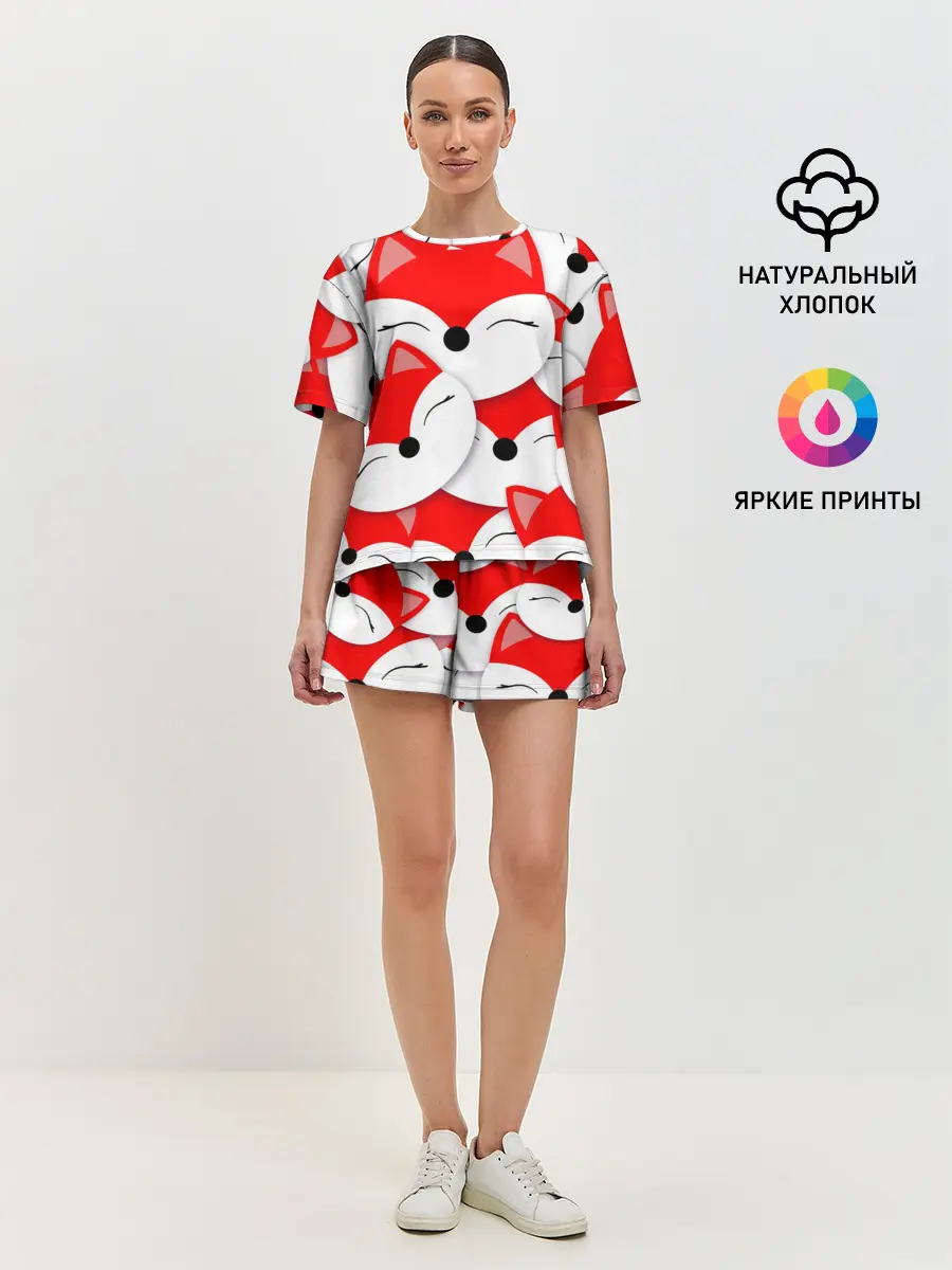 Женская пижама с шортами / Лисёнок принт