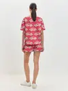 Женская пижама с шортами / Красные розы паттерн