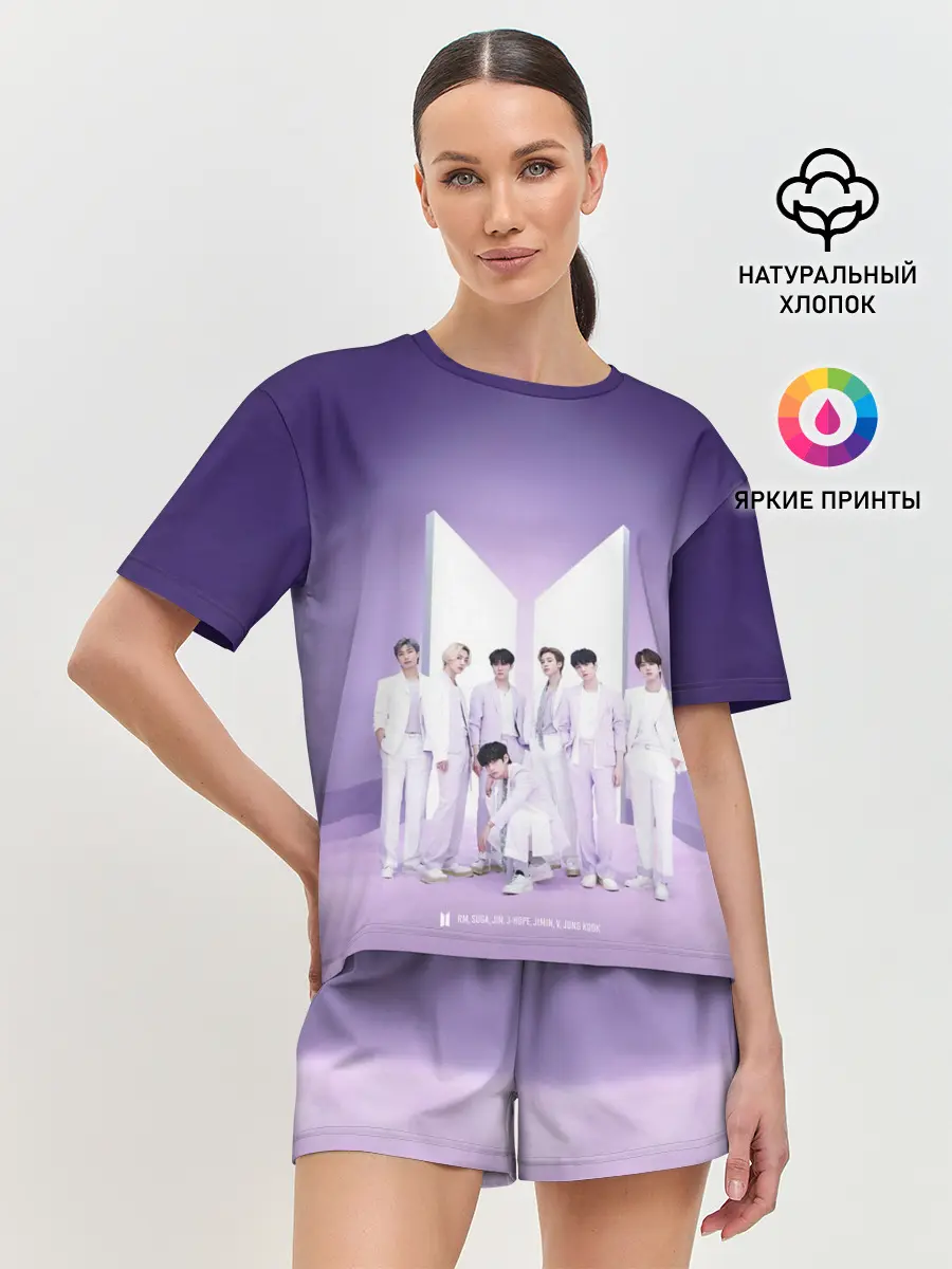 Женская пижама с шортами / BTS. Purple