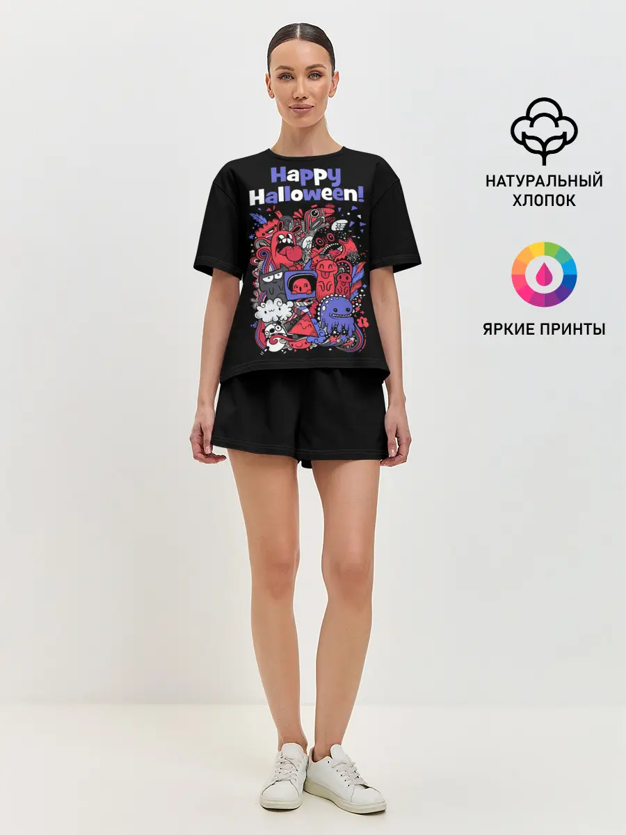Женская пижама с шортами / Монстры на Хеллоуин