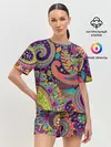 Женская пижама с шортами / Яркий красочный узор