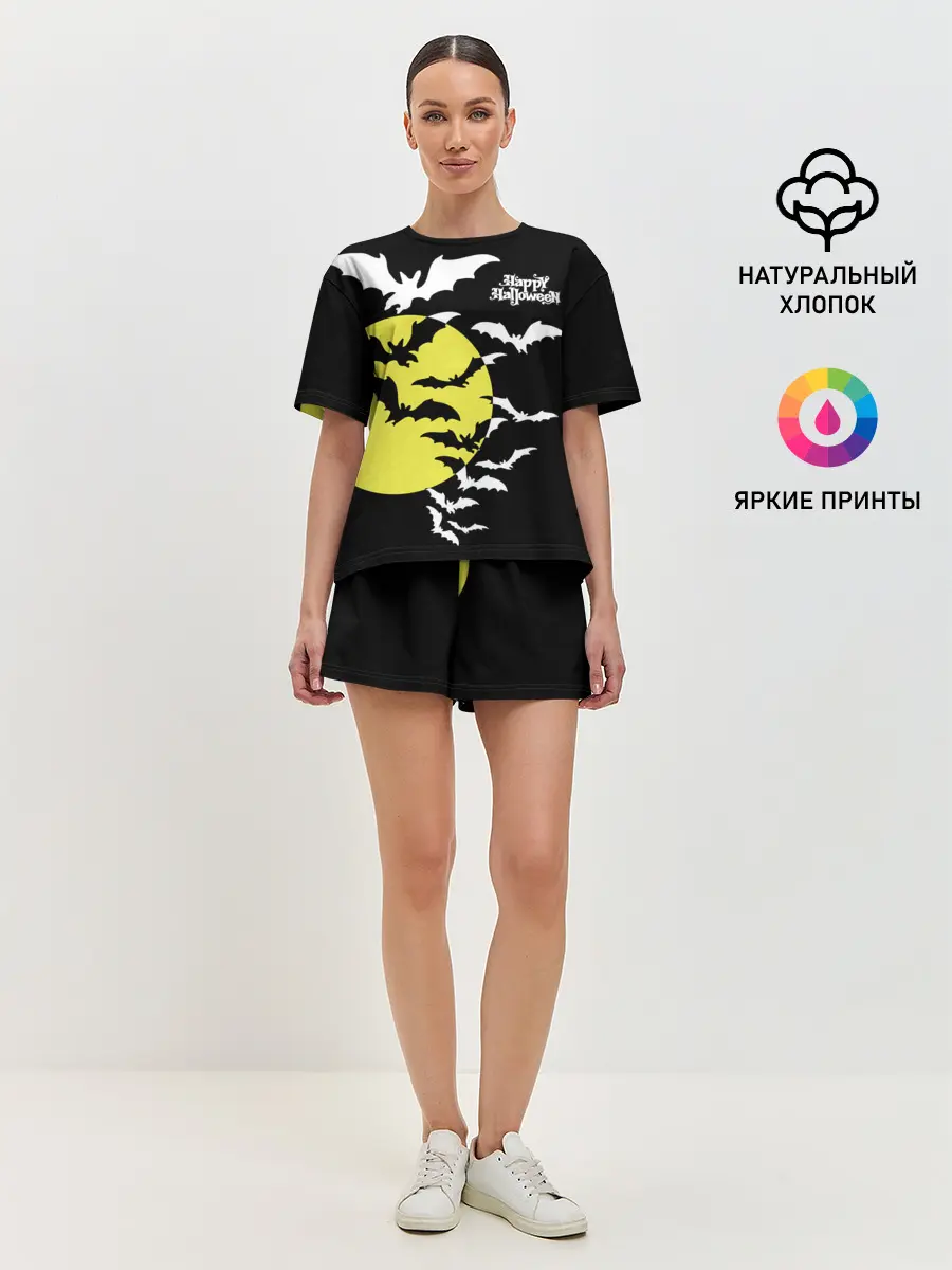 Женская пижама с шортами / Летучие мыши на Хэллоуин