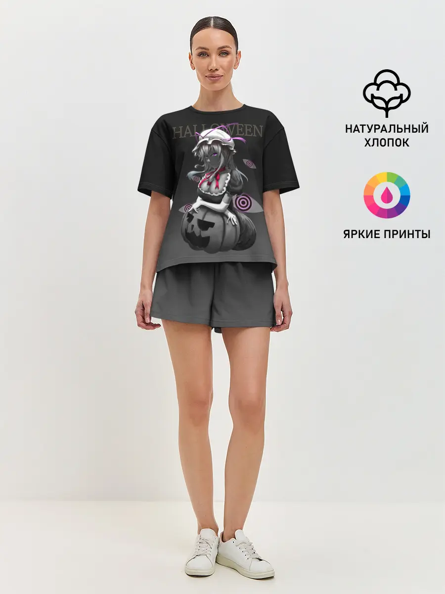 Женская пижама с шортами / Черная ведьма с тыквой