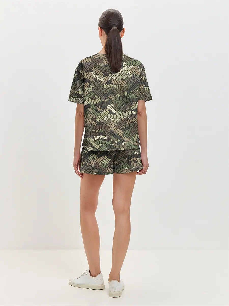 Женская пижама с шортами / Именной камуфляж Колян