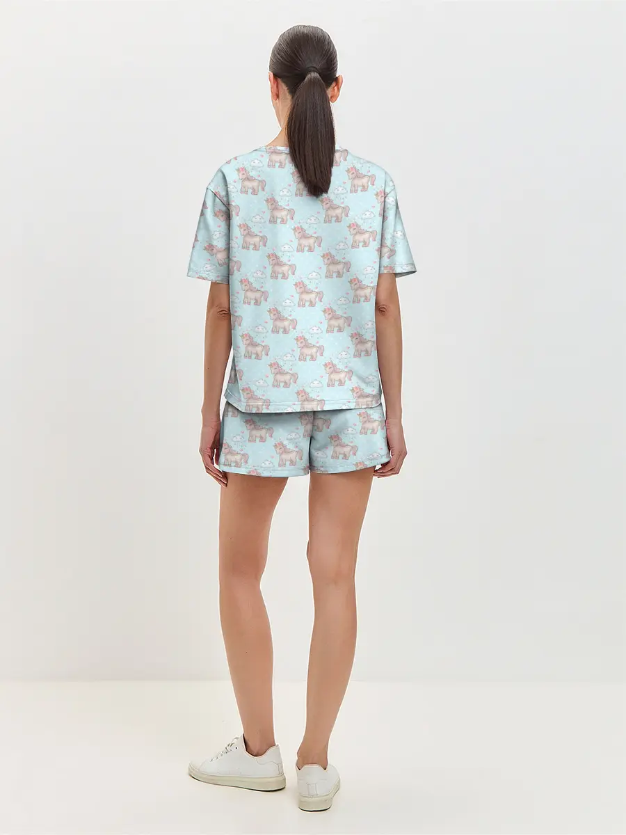 Женская пижама с шортами / Маленькие единороги