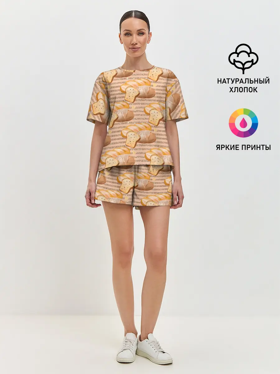 Женская пижама с шортами / Выпечка - хлеб и булочки