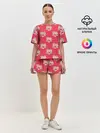 Женская пижама с шортами / Красные цветы розы