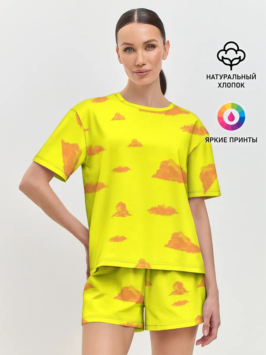 Женская пижама с шортами / Рыжие облака