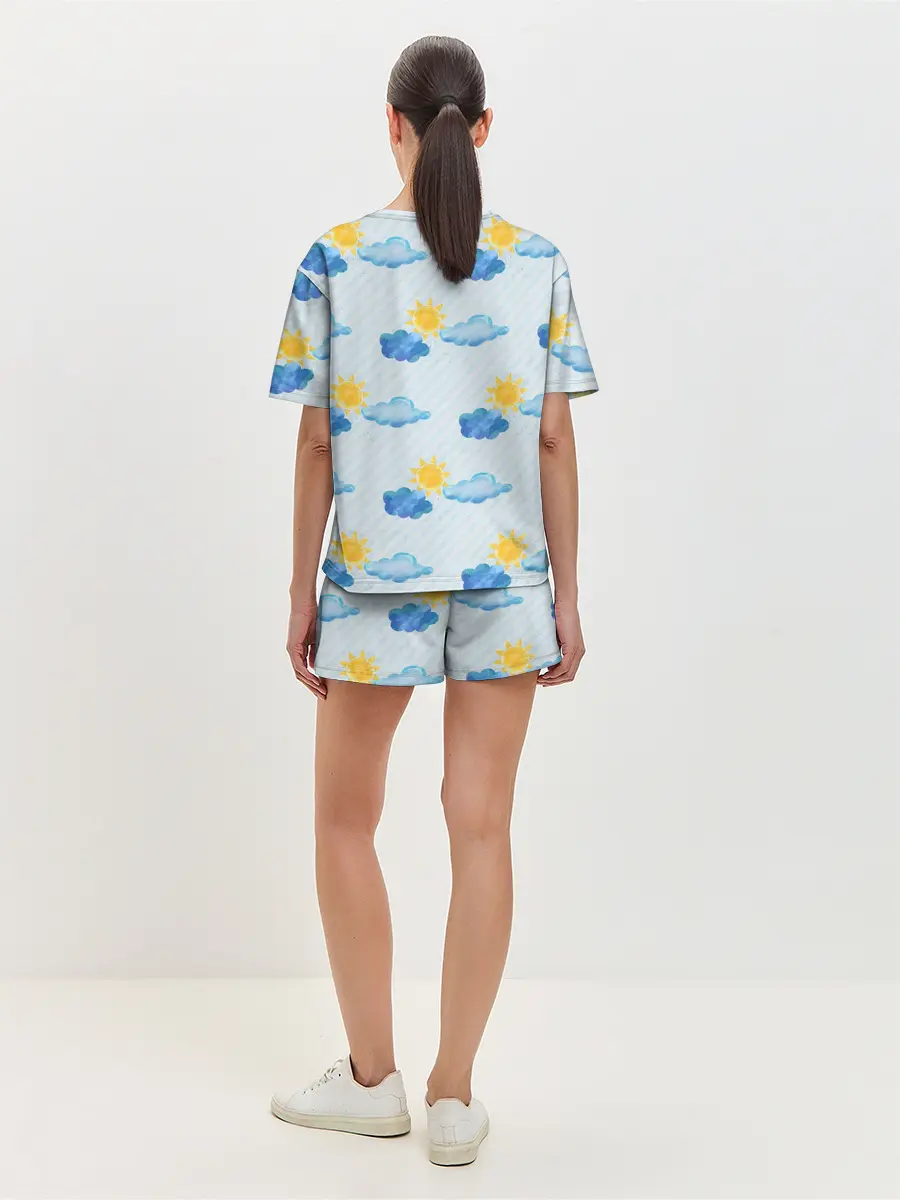 Женская пижама с шортами / Осень - тучки