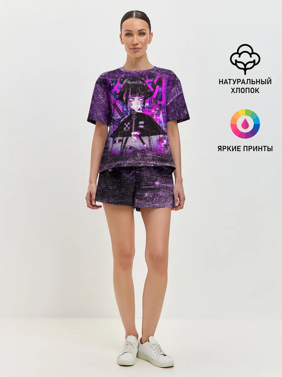 Женская пижама с шортами / Cyberpunk Samurai Anime