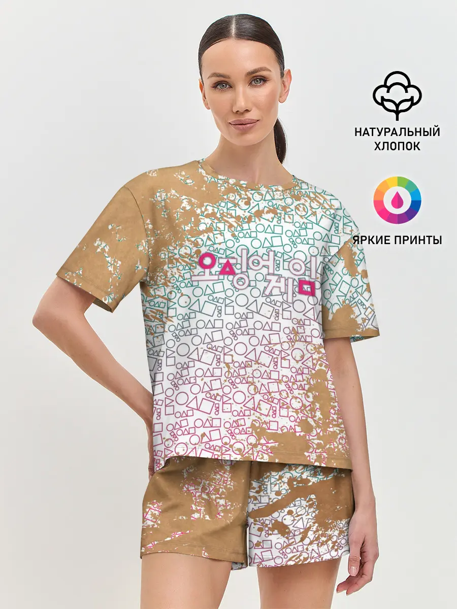 Женская пижама с шортами / Лого / Игра в кальмара