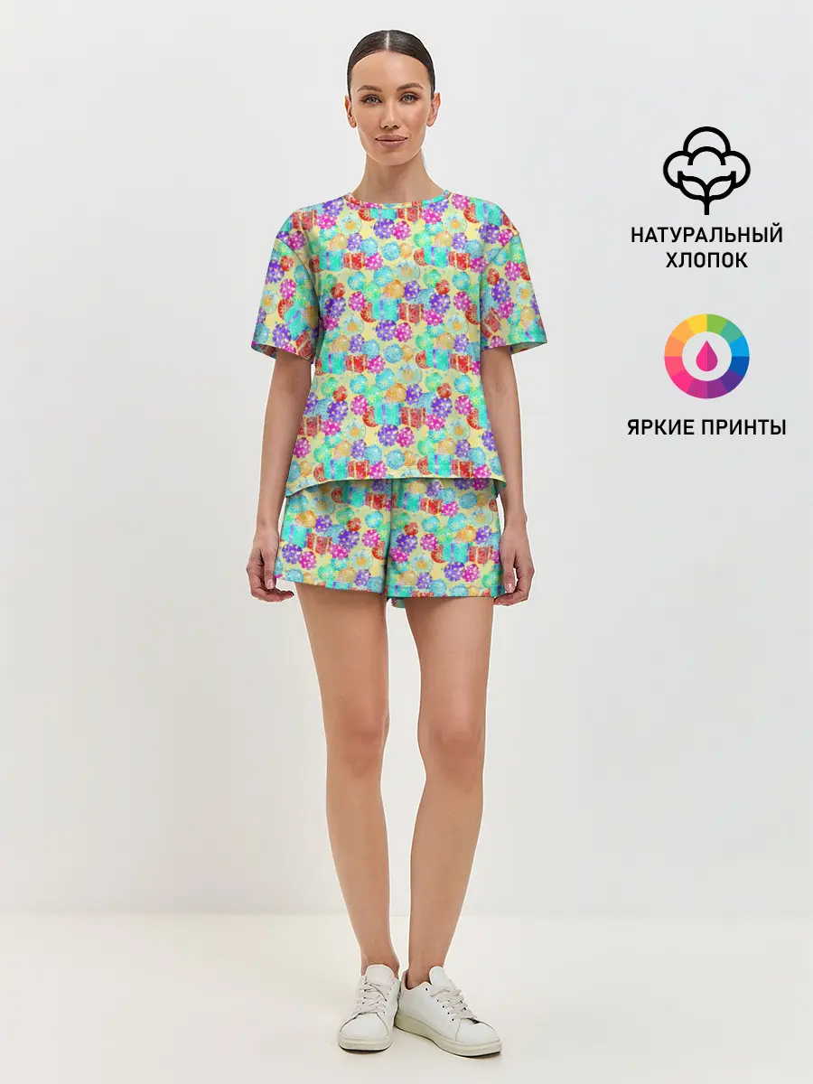 Женская пижама с шортами / Новогодние Игрушки и Подарки