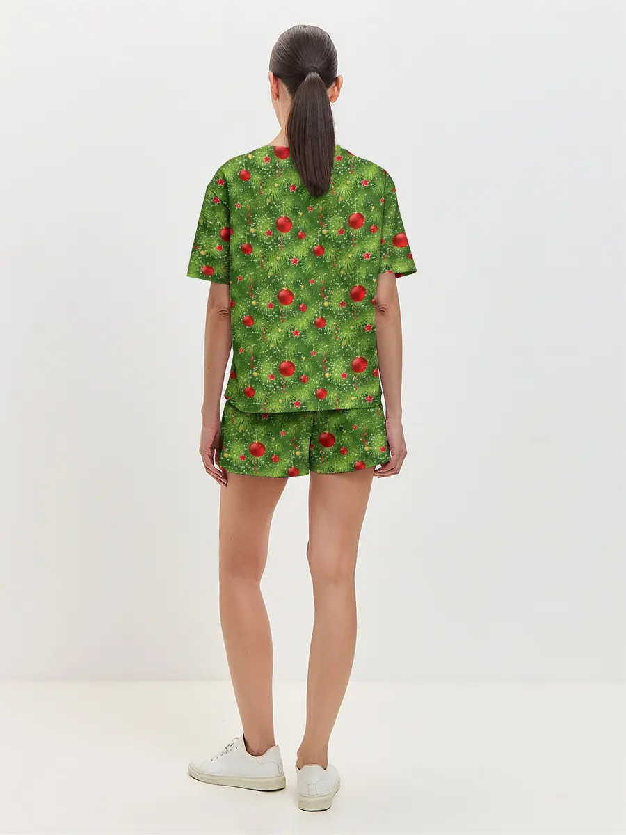 Женская пижама с шортами / Зелёная Ёлка