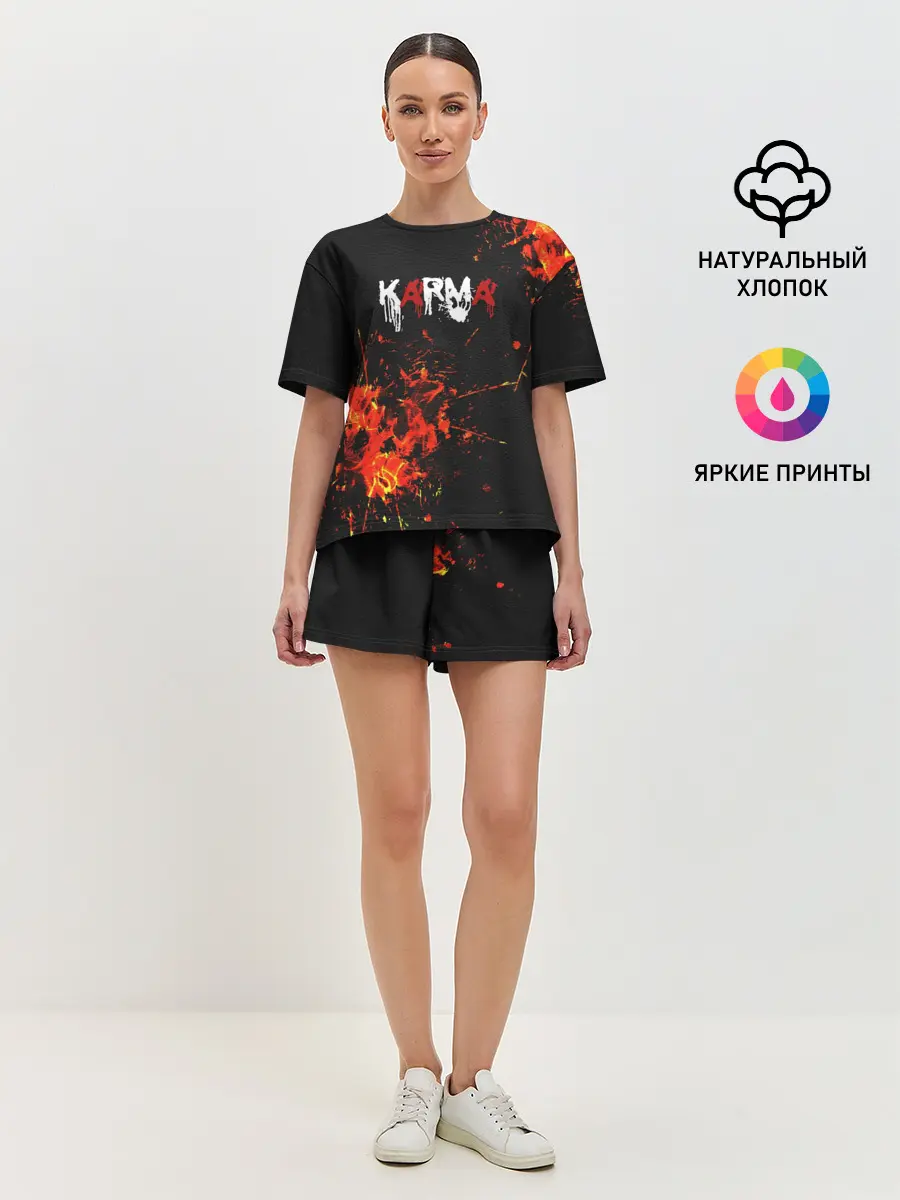Женская пижама с шортами / Karma No Fun | Огонь
