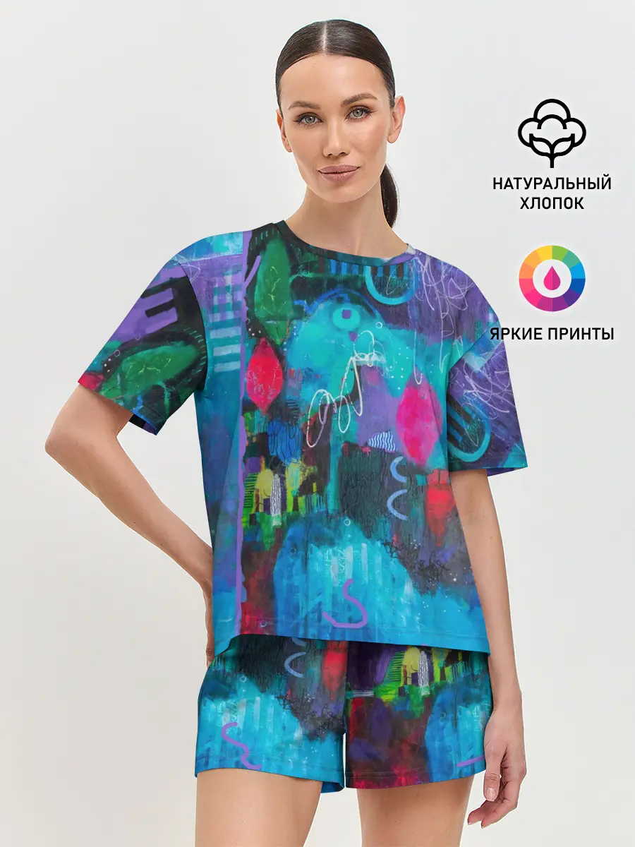 Женская пижама с шортами / Морская глубина