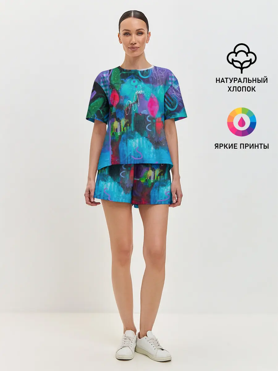 Женская пижама с шортами / Морская глубина