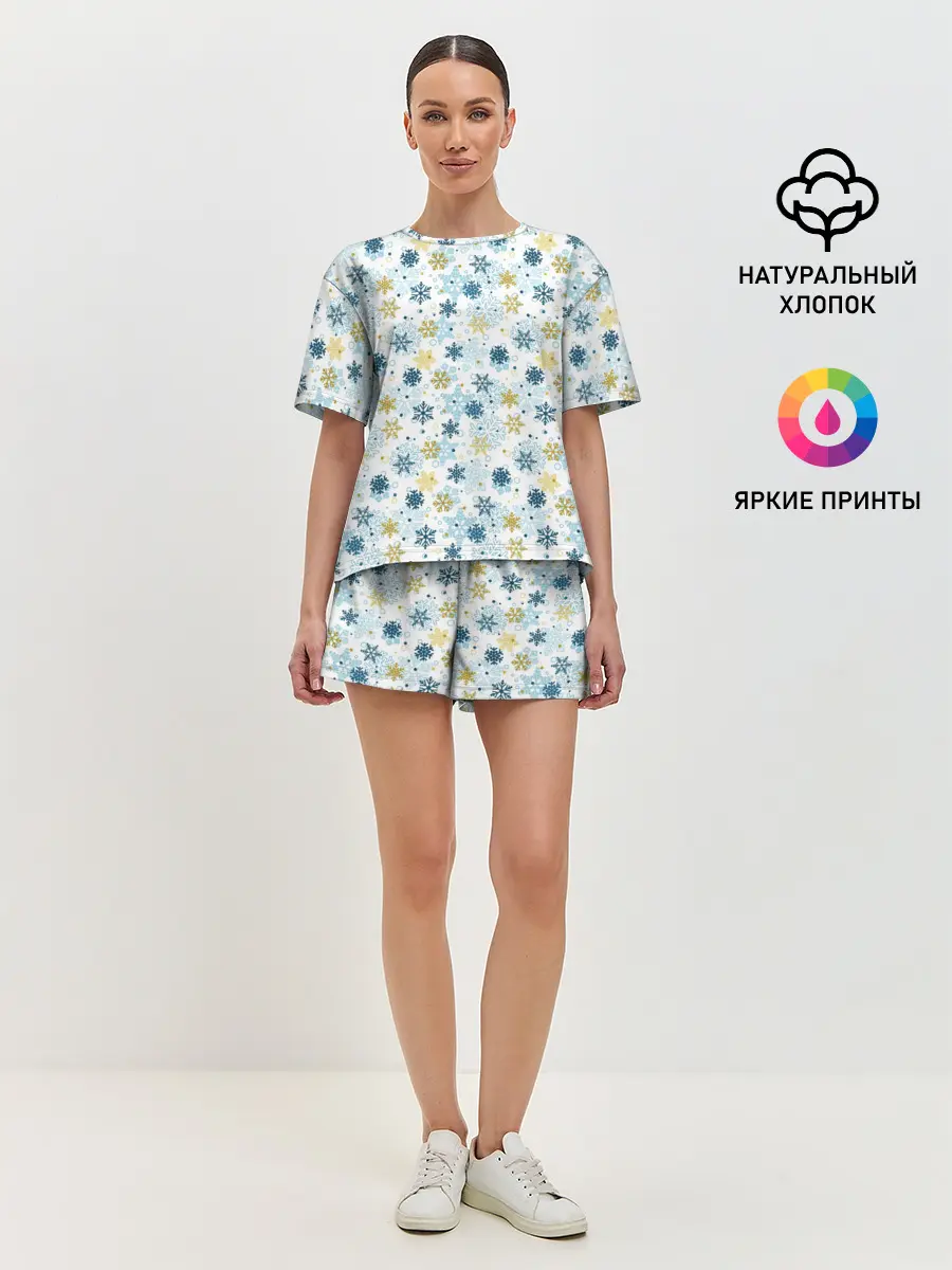 Женская пижама с шортами / Снежинки Кружатся