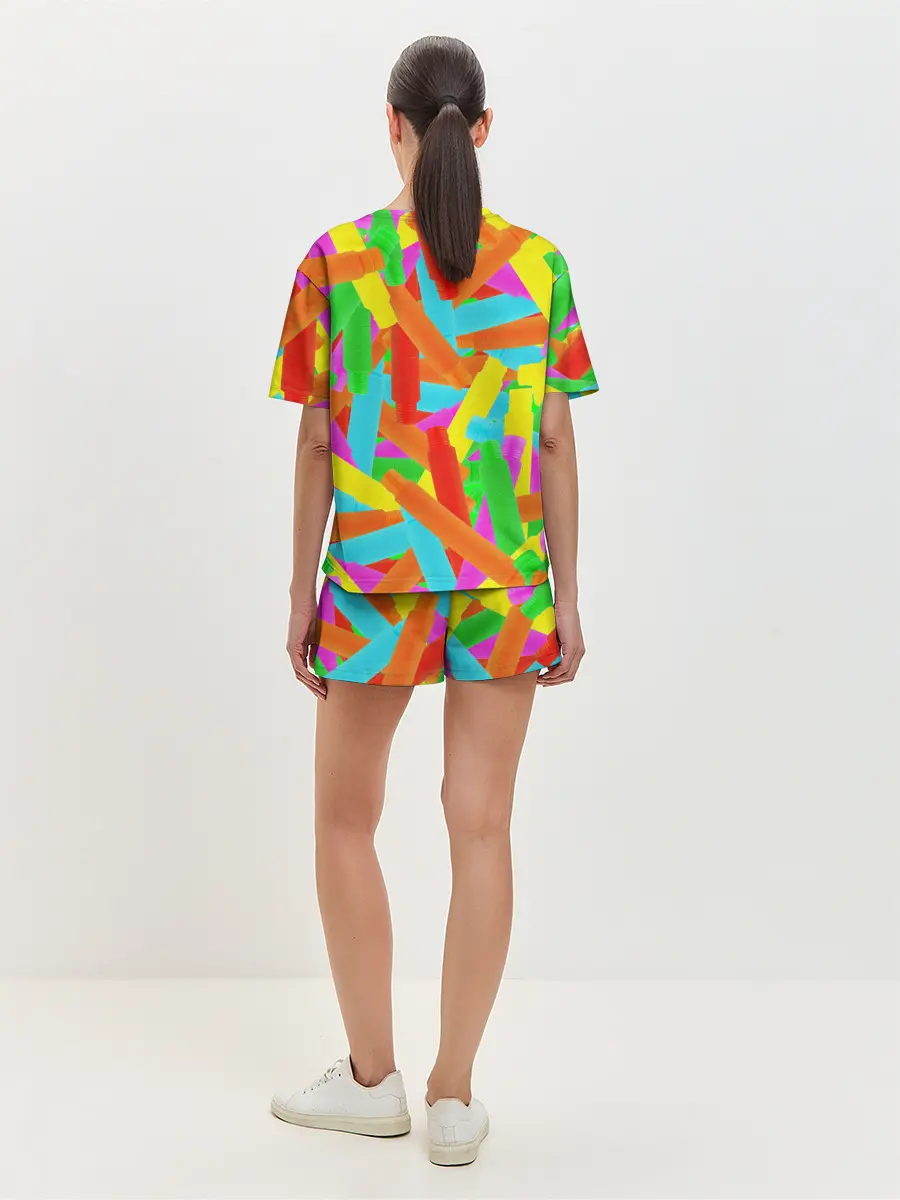 Женская пижама с шортами / Фон Цветные трубки Pop Tubes, Поп тубус