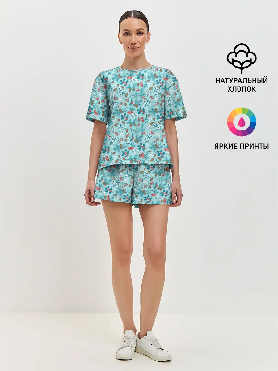 Женская пижама с шортами / Зимний Лесной Пейзаж