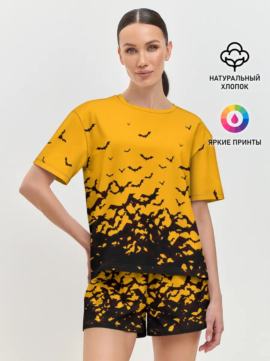 Женская пижама с шортами / ХЕЛЛОУИНСКИЕ ЛЕТУЧИЕ МЫШИ