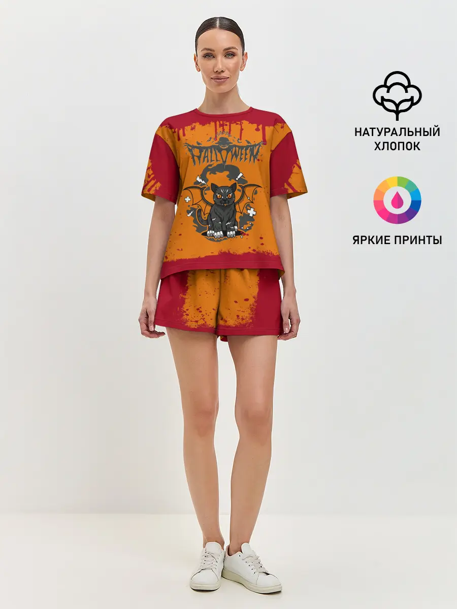 Женская пижама с шортами / ЛЕТУЧАЯ КОТОМЫШЬ | ХЭЛЛОУИН