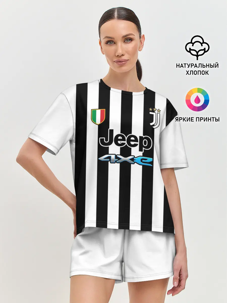 Женская пижама с шортами / Форма Ювентуса домашняя 2021/2022